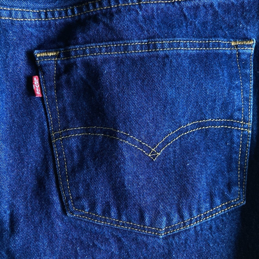 Levis 501 Original Mens Red Tab StraightFit ButtonFly Dark Wash Blue Jean 38x29 - Picture 10 of 16